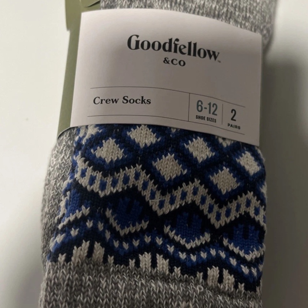 NWT Goodfellow & Co Men's Crew Socks 2 Pairs Size 6 -12…#588